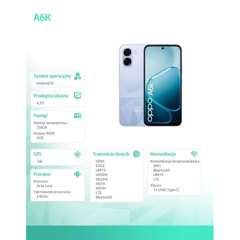 Smartphone A6k 4G 4/256GB CPH2891 hellviolett