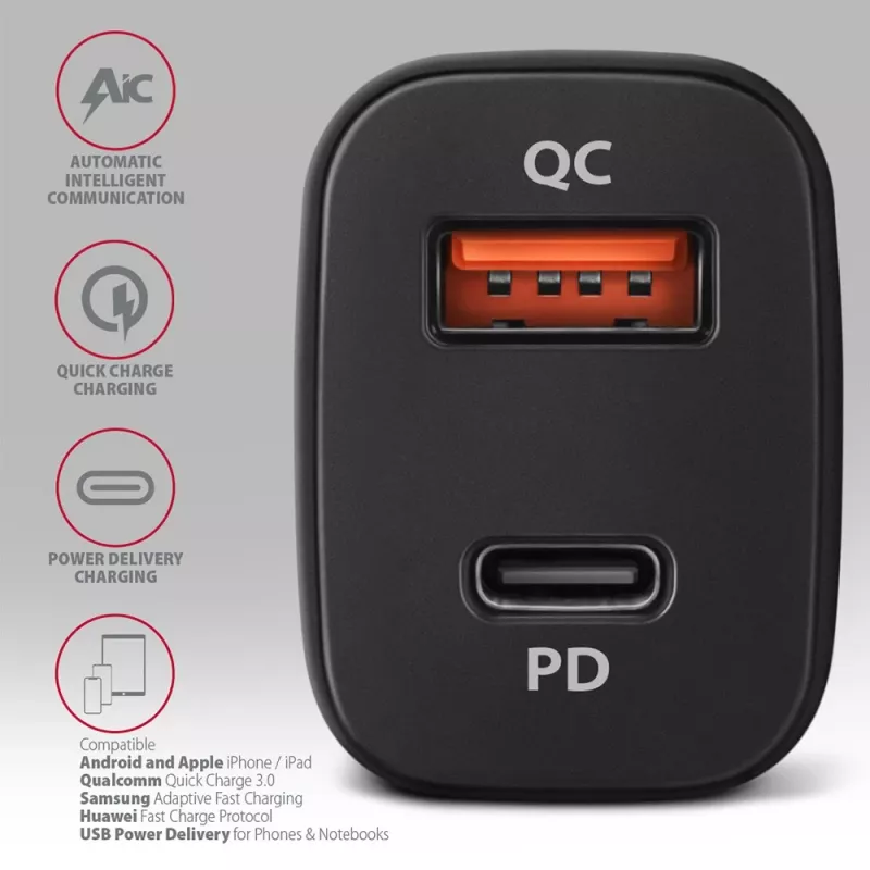 AXAGON PWC-PQ38 38W Autoladegerät 2x Port USB-A+C