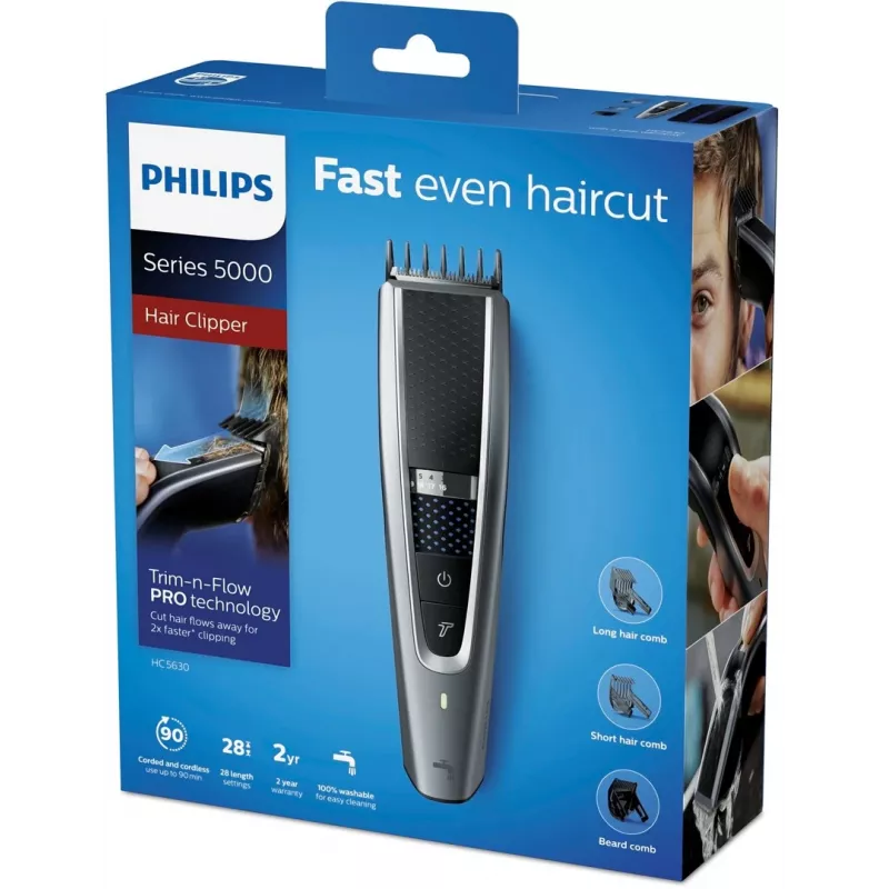 Philips HC5630/15 Haarschneider Series 5000, schwarz/silber
