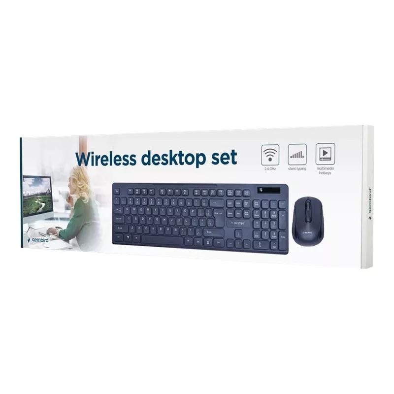 Gembird KBS-WCH-03 kabelloses Tastatur-Maus-Set, schwarz