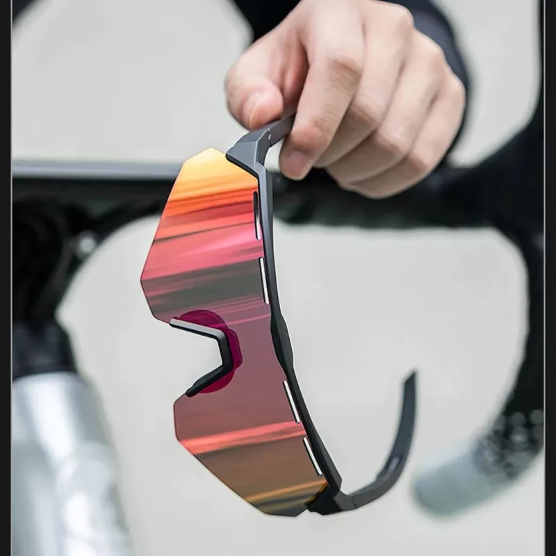 Rockbros 189114 polarisierte Fahrradbrille mit UV-Schutz und Sehstärkeneinsatz, grau