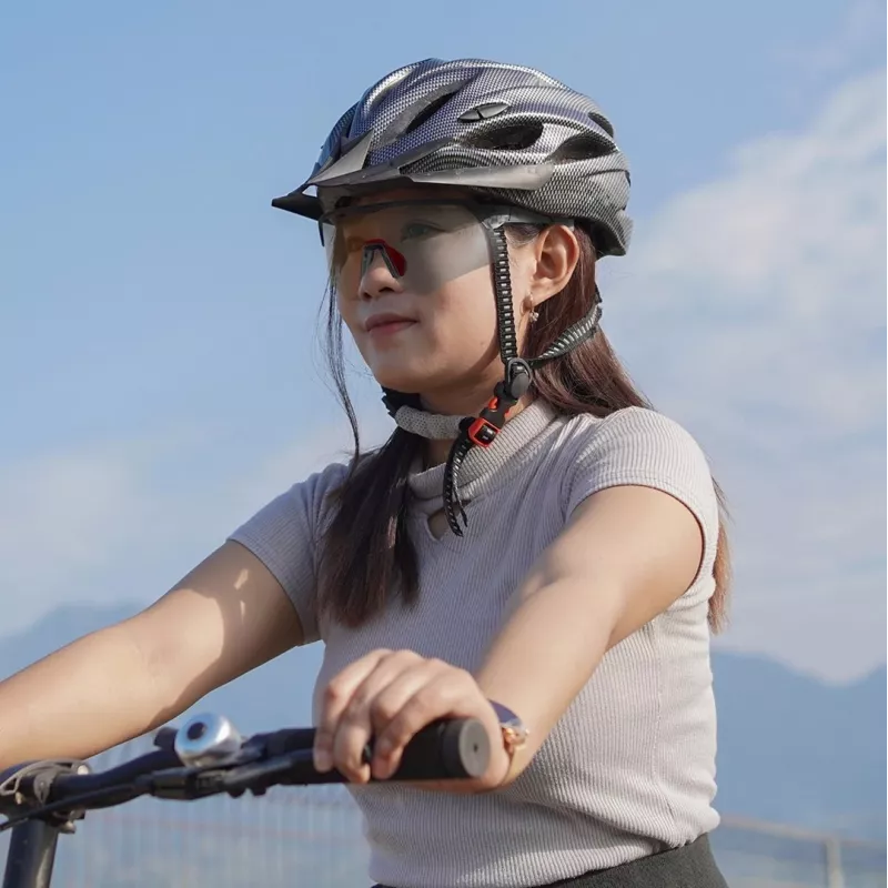 Rockbros 189114 polarisierte Fahrradbrille mit UV-Schutz und Sehstärkeneinsatz, grau