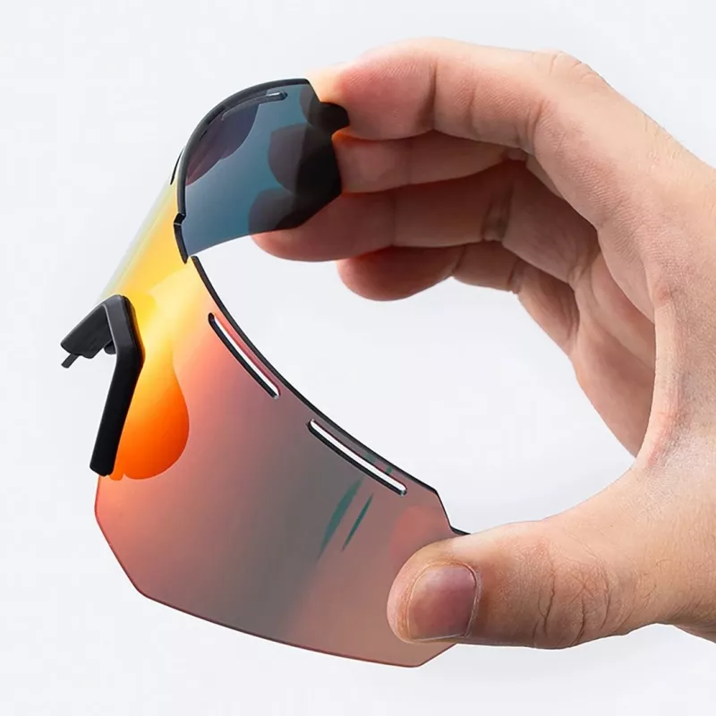 Rockbros 189114 polarisierte Fahrradbrille mit UV-Schutz und Sehstärkeneinsatz, grau