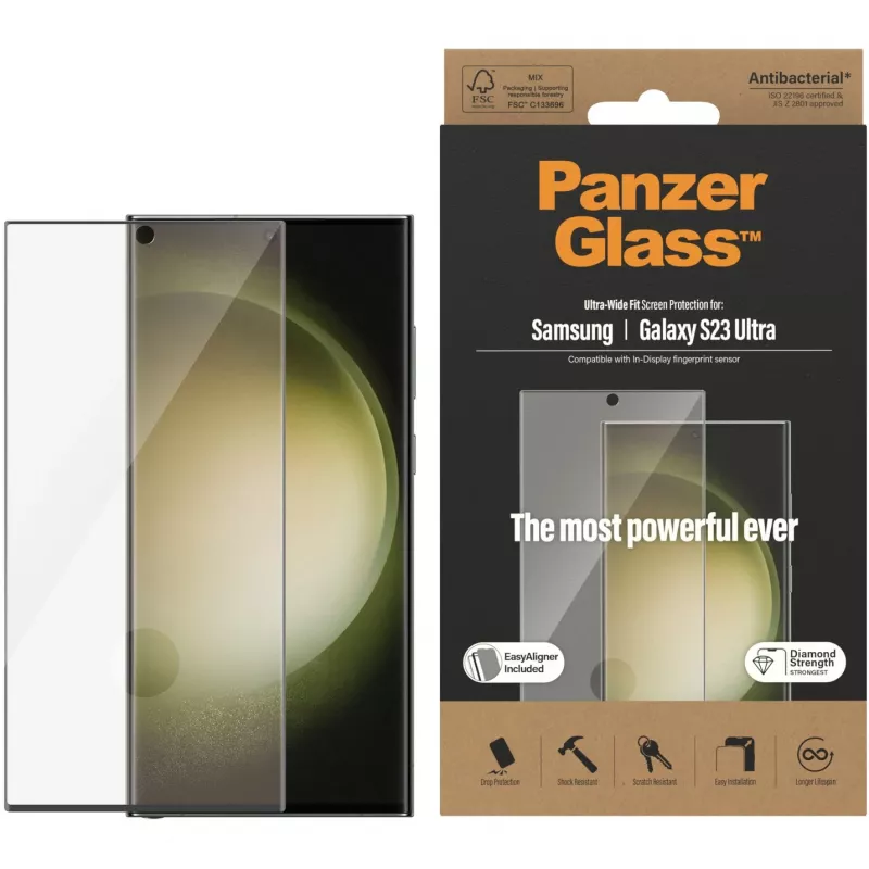 PanzerGlass Ultra-Wide Fit Sam S23 Ultra S918 Displayschutz 7317 mit Applikator