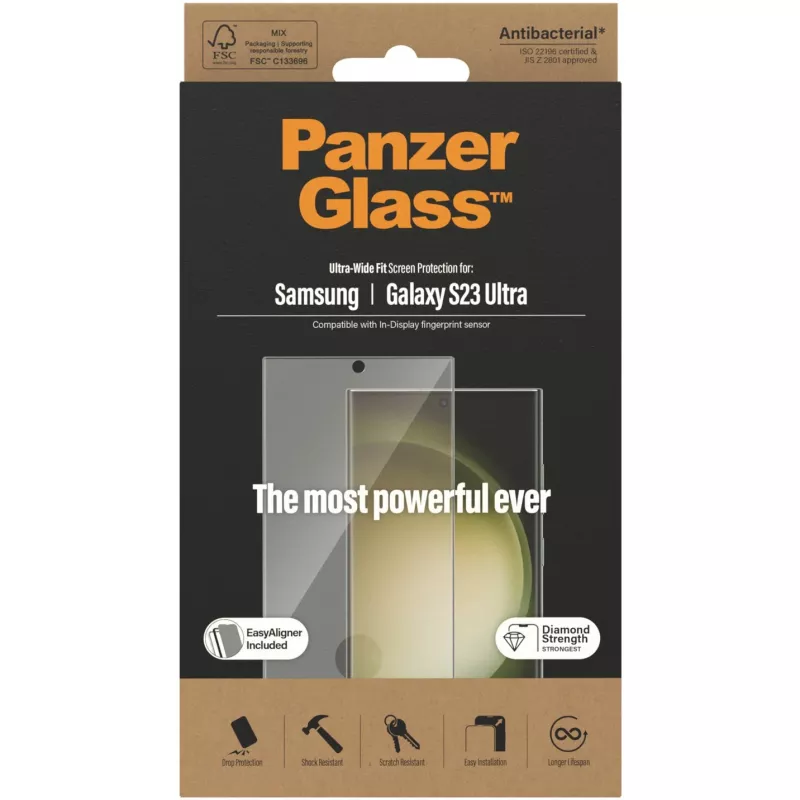 PanzerGlass Ultra-Wide Fit Sam S23 Ultra S918 Displayschutz 7317 mit Applikator