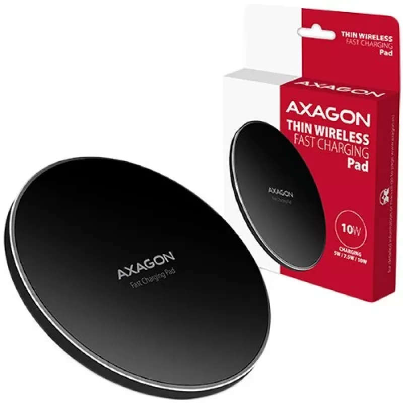 AXAGON WDC-P10T dünnes kabelloses Schnelllade-Pad, Qi 5/7,5/10 W, Micro-USB