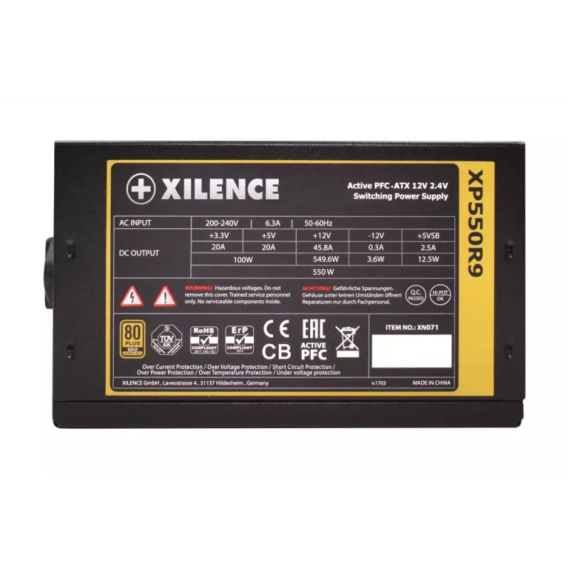 Netzteil | XILENCE | 550 Watt | Effizienz 80 PLUS GOLD | PFC Active | XN071
