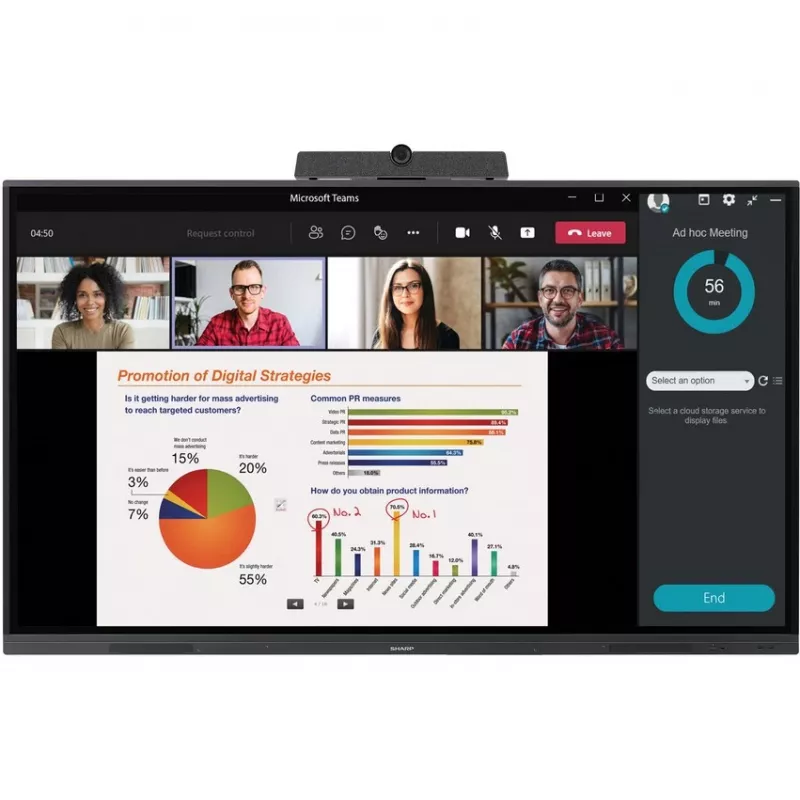 Sharp PN-L652B Interaktives Whiteboard 165,1 cm (65) 3840 x 2160 Pixel Touchscreen Schwarz (PNL652B)