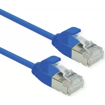 ROLINE Green - Netzwerkkabel - RJ-45 (M) auf RJ-45 (M) - 15 cm - 3,6 mm - U/FTP - CAT 6a - halogenfrei, vergossen, rastnasenschutz, Litze - Blau, Pantone 647C (21.44.3340)