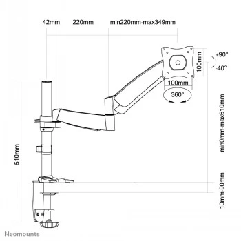 Newstar flach Screen Desk Mount (CLAMP/GROMMET) 10-30 Silver