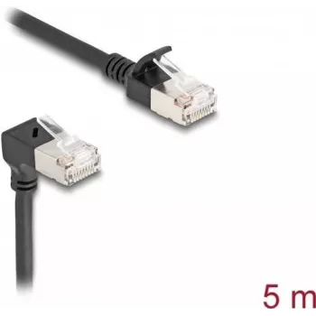 Delock RJ45 Netzwerkkabel Cat.6A S/FTP schlank 90° oben gewinkelt / gerade 5 m schwarz (80290)