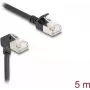 Delock RJ45 Netzwerkkabel Cat.6A S/FTP schlank 90° oben gewinkelt / gerade 5 m schwarz (80290)