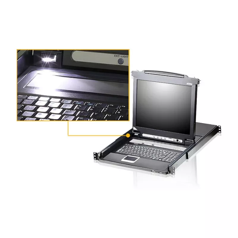 ATEN CL5708MW 43cm breiter LCD KVM Switch, USB-PS/2, VGA, 8 Ports, UK-Layout