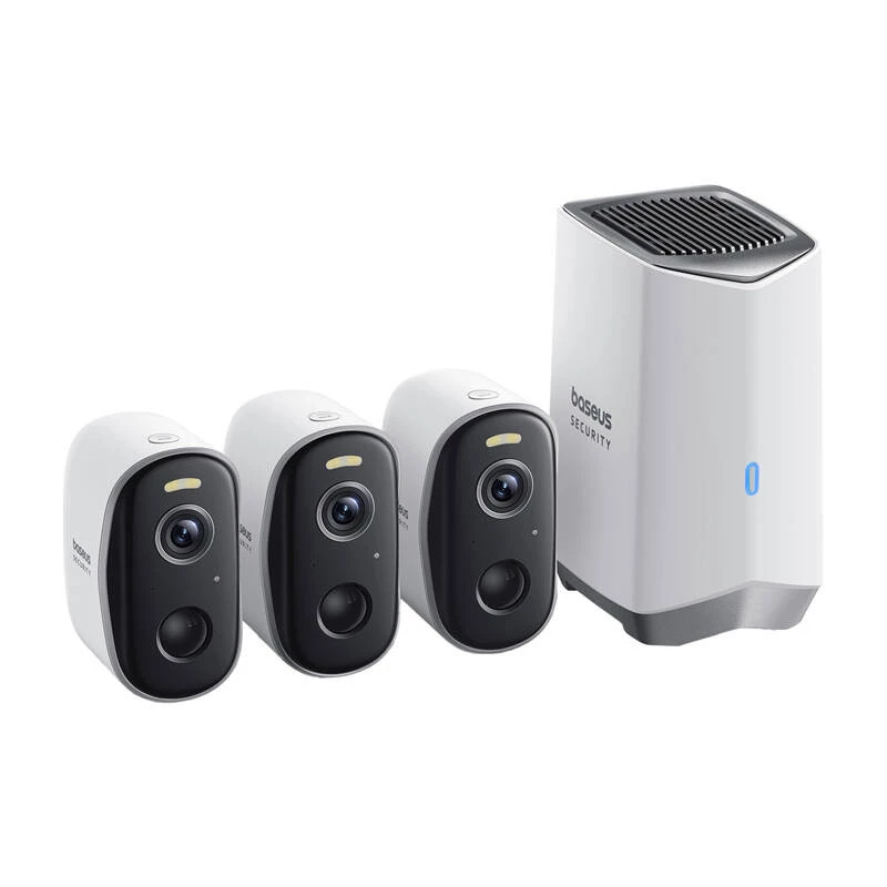 N1 Baseus 2K Outdoor-Kamera Set 3er-Packung (weiß)