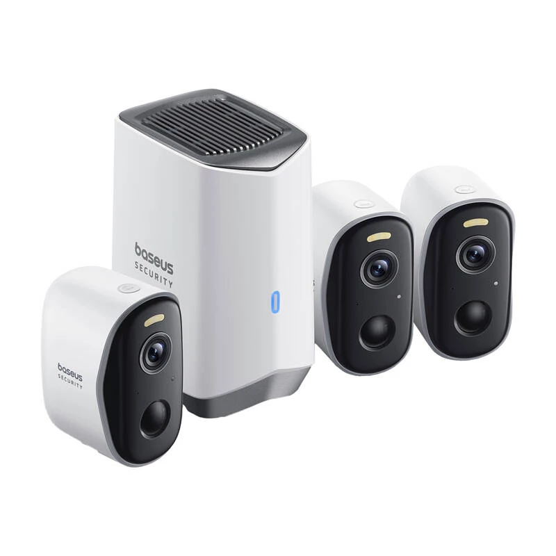 N1 Baseus 2K Outdoor-Kamera Set 3er-Packung (weiß)