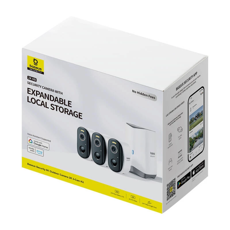 N1 Baseus 2K Outdoor-Kamera Set 3er-Packung (weiß)