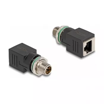 Delock M12 Adapter X-codiert 8 Pin Stecker auf RJ45 Buchse gerade