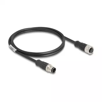 Delock M12 Kabel D-kodiert 4 Pin Stecker auf Buchse PVC 1 m