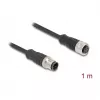 Delock M12 Kabel D-kodiert 4 Pin Stecker auf Buchse PVC 1 m
