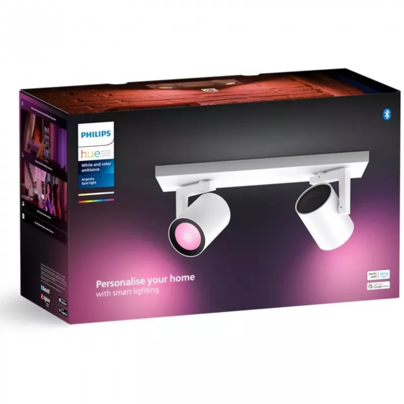 Philips Hue White&Col. Amb. Argenta Spot 2flg. Weiß 2x4,2W.