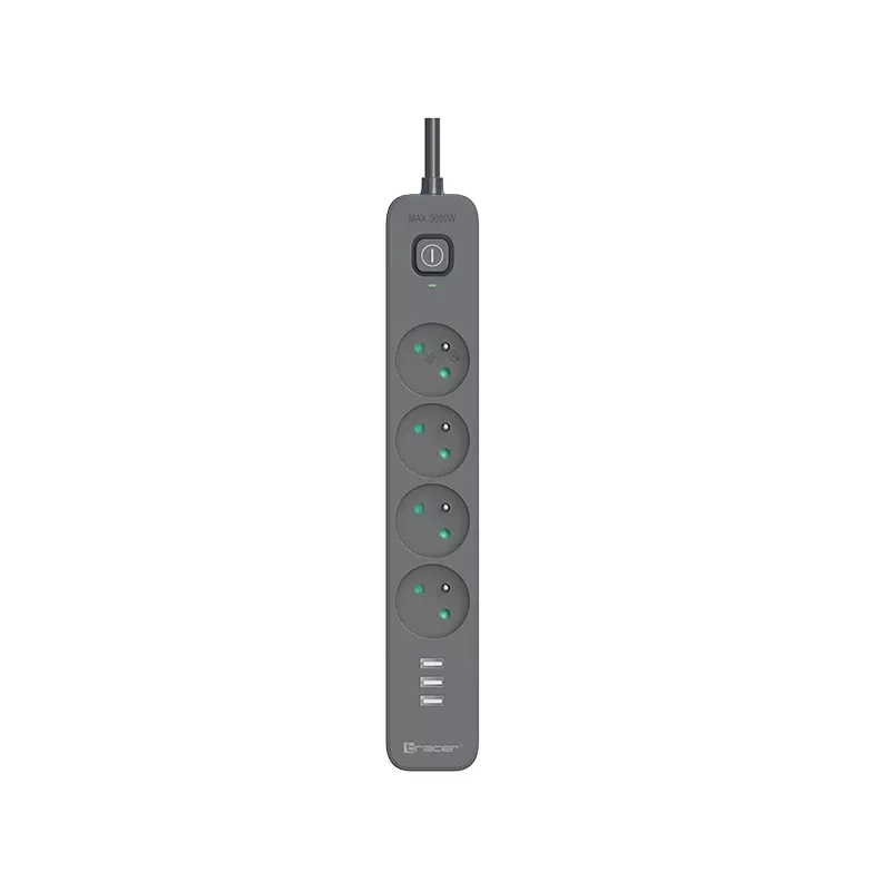 Tracer 47685 Power Line+ 5m (4 Steckdosen + 3x USB A)