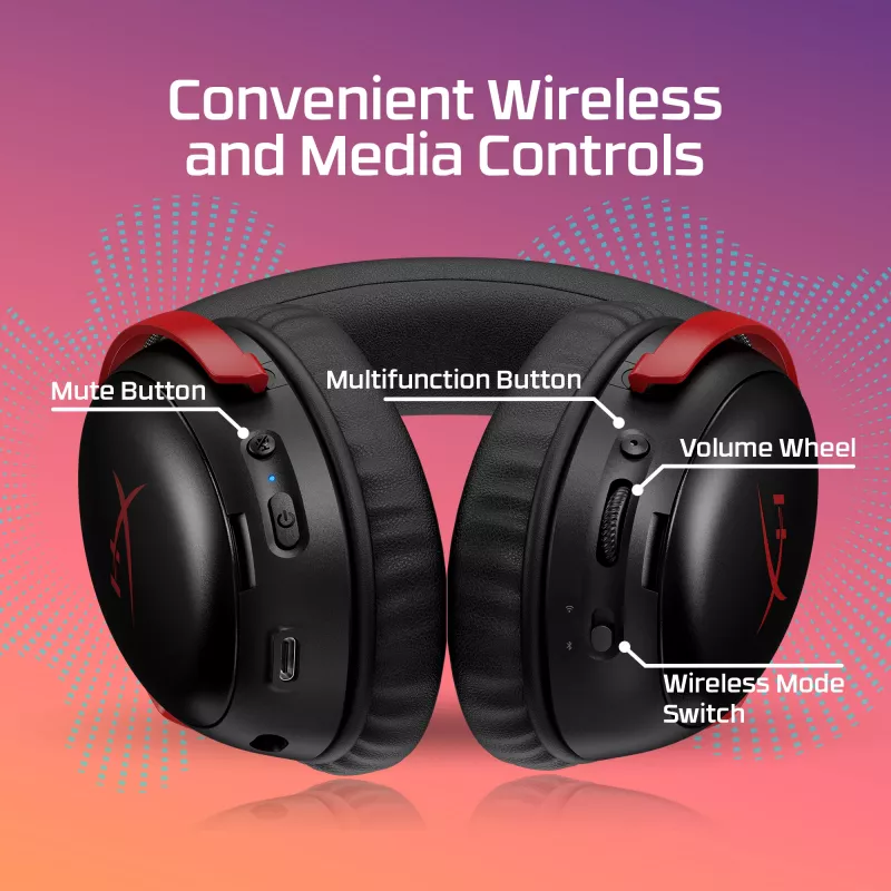 HyperX Cloud III S - Kabelloses Gaming-Headset (Weiß), Kabellos, 20 - 20000 Hz, Gaming, 340 g, Headset, Weiß