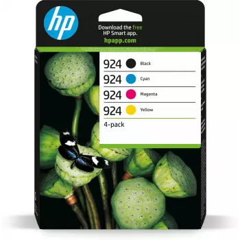 HP 924 CMYK Original-Tintenpatrone 4er-Pack, Standardreichweite, Schwarz, Cyan, Magenta, Gelb, 4 St., 500 Seiten, 400 Seiten, Einzelpackung