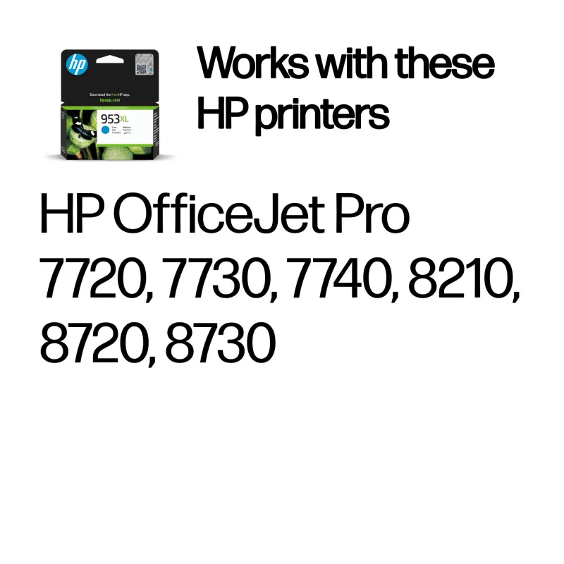 HP 953XL High Yield Cyan Original Druckerpatrone, Hohe Kapazität, Cyan, Pigmenttinte, 18 ml, 1 St., Einzelpackung
