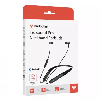 Verbatim TruSound Pro Neckband-Kopfhörer Schwarz, Kabellos, Musik/Alltag, 20 - 20000 Hz, 74 g, Headset, Schwarz