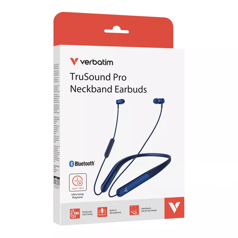 Verbatim TruSound Pro Nackenband-Kopfhörer Blau, Kabellos, 20 - 20000 Hz, Musik/Alltag, 74 g, Headset, Blau