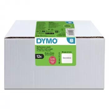 DYMO Authentic LabelWriter Mehrzweck-Etiketten | 54 mm x 70 mm | Selbstklebend | 12 Rollen mit 320 Easy-Peel-Etiketten (3.840 Stück) | für LabelWriter-Etikettendrucker | Hergestellt in Europa