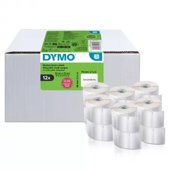 DYMO Authentic LabelWriter Mehrzweck-Etiketten | 54 mm x 70 mm | Selbstklebend | 12 Rollen mit 320 Easy-Peel-Etiketten (3.840 Stück) | für LabelWriter-Etikettendrucker | Hergestellt in Europa