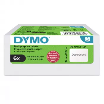 DYMO Original LabelWriter Mehrzweck-Etiketten | 54 mm x 70 mm | selbstklebend | 6 Rollen mit je 320 leicht ablösbaren Etiketten (1.920 Stück) | für LabelWriter Etikettendrucker | Hergestellt in Europa