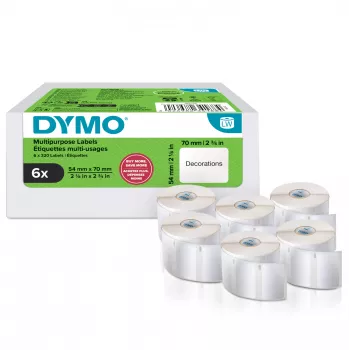DYMO Original LabelWriter Mehrzweck-Etiketten | 54 mm x 70 mm | selbstklebend | 6 Rollen mit je 320 leicht ablösbaren Etiketten (1.920 Stück) | für LabelWriter Etikettendrucker | Hergestellt in Europa