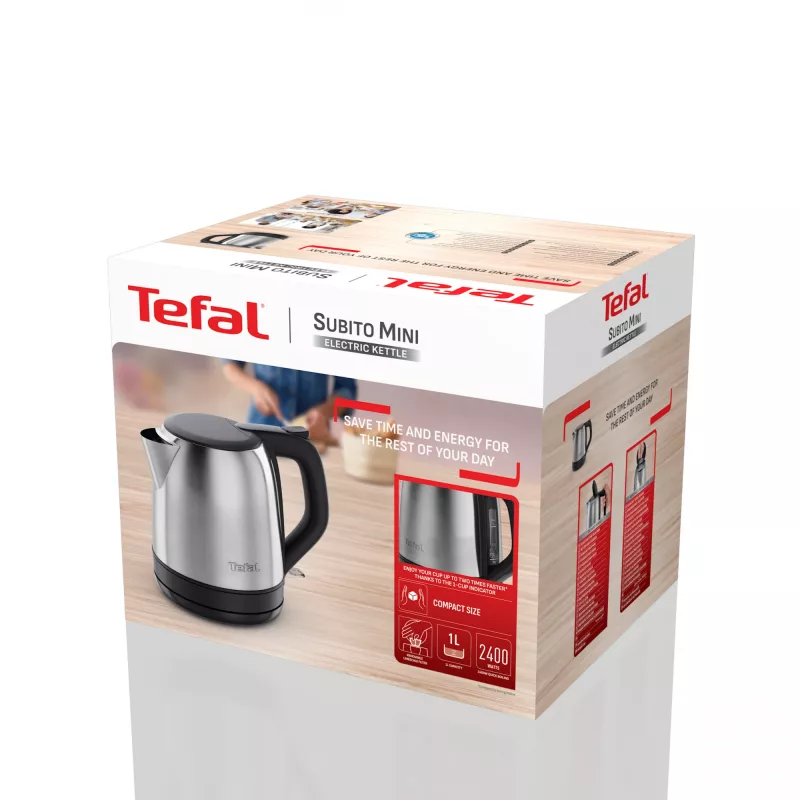 Tefal Subito Mini KO5S2DE0 Wasserkocher 1 L 2400 W Schwarz, Edelstahl