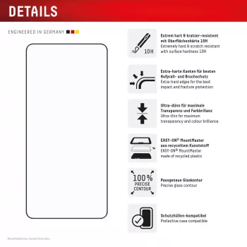 Displex Premium Displayschutzglas (Full Abdeckung, 10H) für Samsung S26, Full Abdeckung