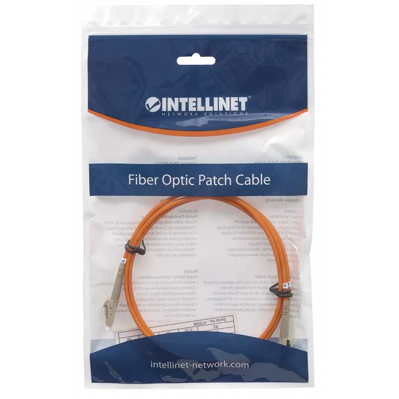 Intellinet Glasfaser-Patchkabel, OM2, LC/LC, 5 m, Orange, Duplex, Multimode, 50/125 µm, LSZH, Glasfaser, lebenslange Garantie