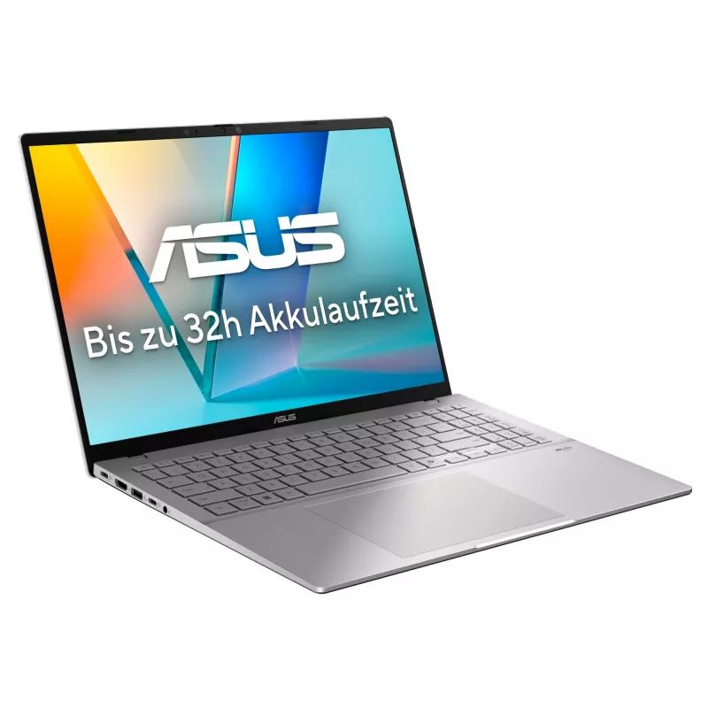 ASUS Vivobook S16 S3607QA-SH095W Copilot+ PC Snapdragon X1-26-100 Laptop 40,6 cm (16 Zoll) WUXGA 16 GB LPDDR5x-SDRAM 1 TB SSD Wi-Fi 6E (802.11ax) Windows 11 Home Deutsch Silber