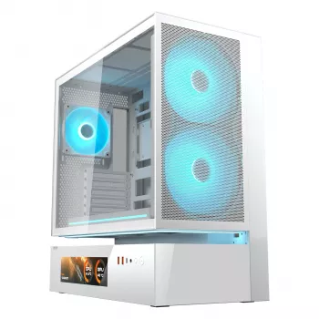 COUGAR Midi Tower Case, CFV235 Vision, ARGB, LCD-Display, Mesh, Weiß