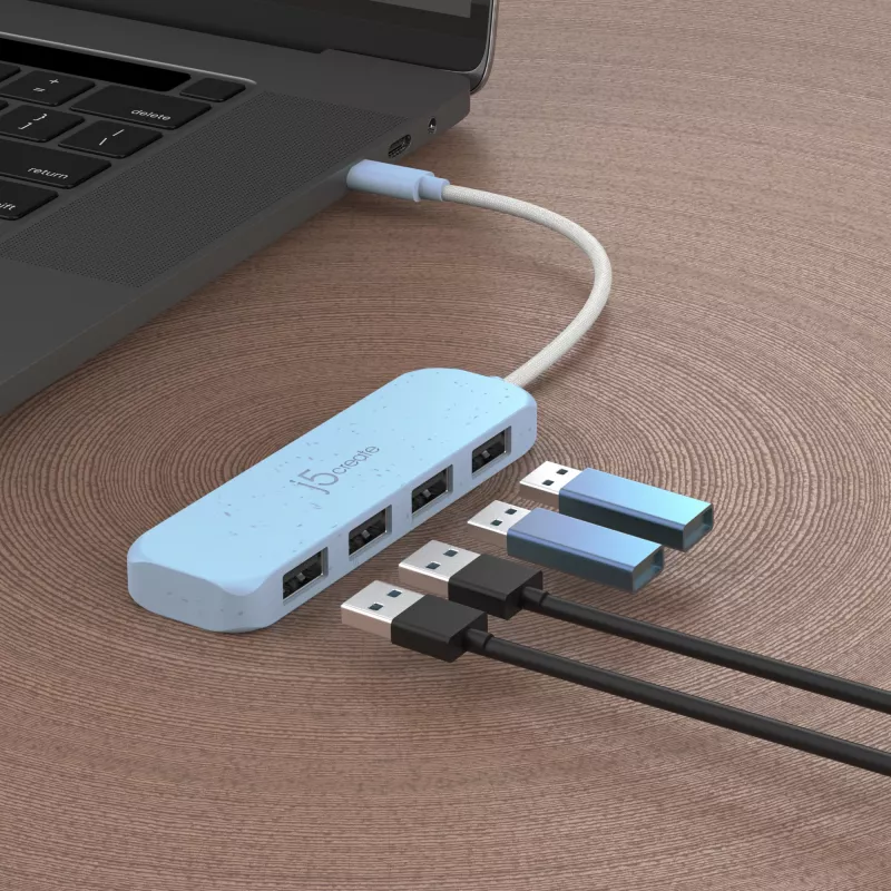 j5create Umweltfreundlicher USB-C-auf-4-Port-Typ-A-Gen-2-Hub