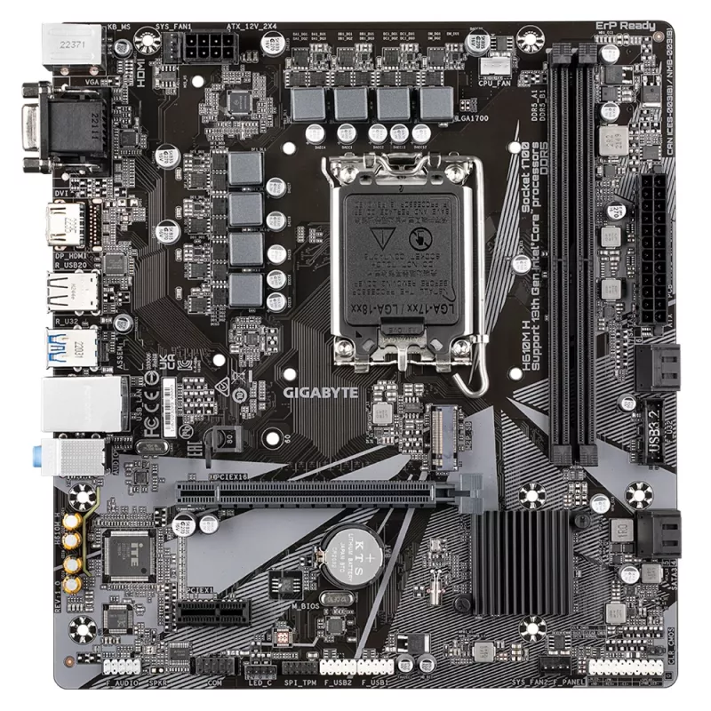 GIGABYTE H610M H Mainboard - Unterstützt Intel Core 14th CPUs, 6+1+1 Hybrides digitales VRM, bis zu 5600 MHz DDR4 (OC), 1x PCIe 3.0 M.2, GbE LAN, USB 3.2 Gen 1