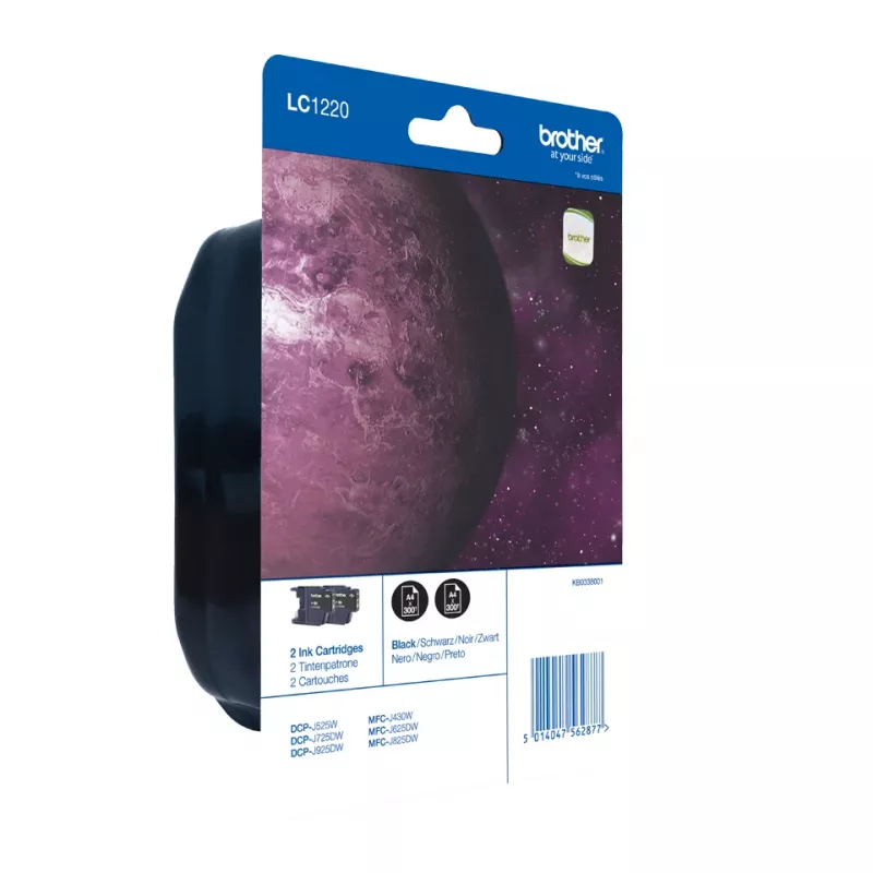 Brother LC1220BKBP2DR Tintenpatrone 2 Stk. Original Schwarz