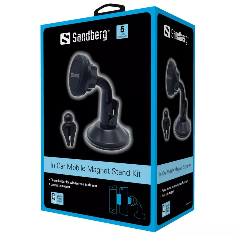 Sandberg In Car Mobile Magnet Stand Kit, Telefon, Passivhalter, Auto, Schwarz