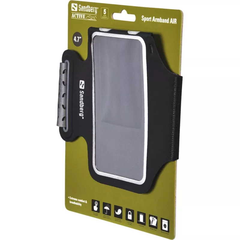 Sandberg Sport Armband AIR 4.7'', Armband-Hülle, beliebige Marke, 11,9 cm (4.7 Zoll), Schwarz