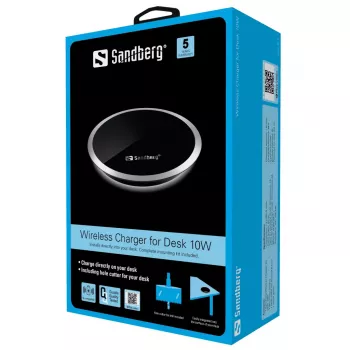 Sandberg Wireless Charger for Desk 10W, Indoor, USB, kabelloses Laden, 0,8 m, Schwarz