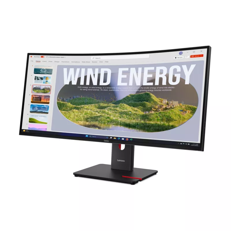 Lenovo ThinkVision T34WD-40 Monitor, 86.4 cm (34 inch), 3440 x 1440 Pixel, Wide Quad HD, LED, 6 ms, Schwarz
