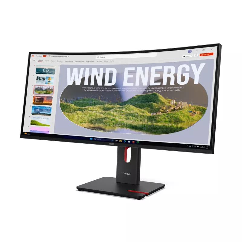 Lenovo ThinkVision T34WD-40 Monitor, 86.4 cm (34 inch), 3440 x 1440 Pixel, Wide Quad HD, LED, 6 ms, Schwarz
