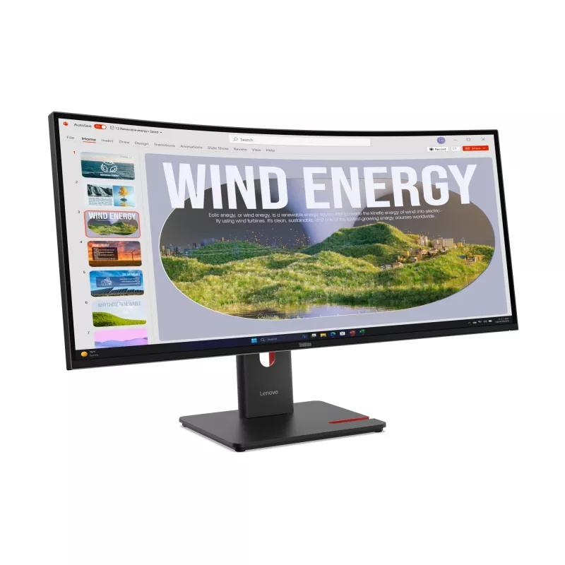 Lenovo ThinkVision T34WD-40 Monitor, 86.4 cm (34 inch), 3440 x 1440 Pixel, Wide Quad HD, LED, 6 ms, Schwarz