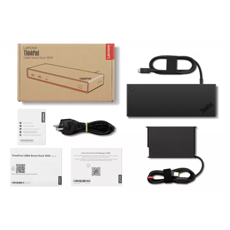 Lenovo ThinkPad USB4 Smart Dock 5500 mit 135W Adapter Kabelgebunden Schwarz
