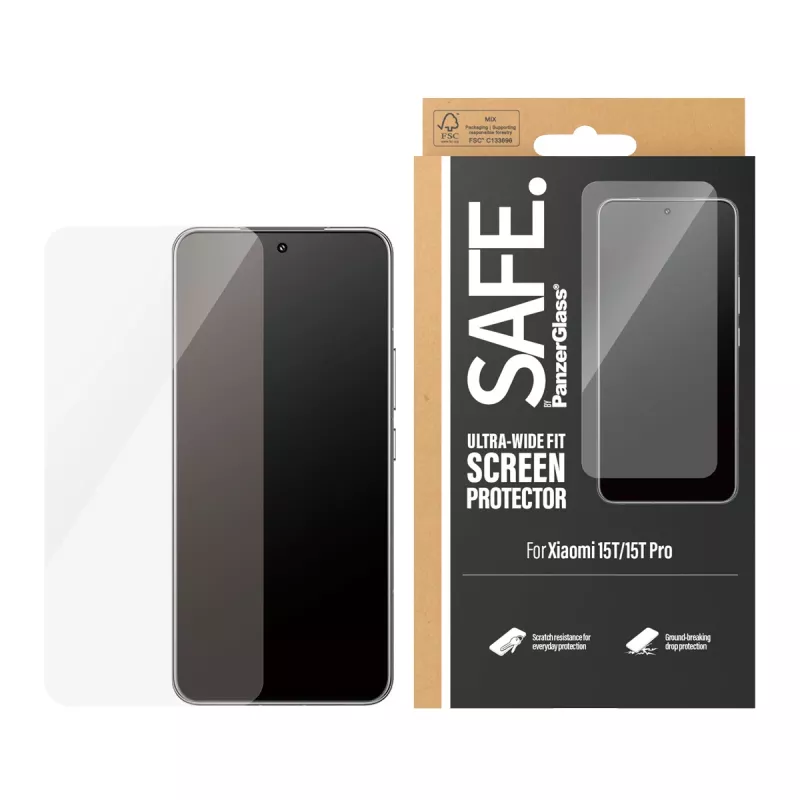 PanzerGlass SAFE. by ® Displayschutzfolie Xiaomi 15T | 15T Pro | Ultra-Wide Fit